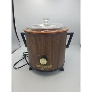 Vtg Rival 3.5 Qt CROCK POT Slow Cooker Stoneware Faux Wood Model 3101/2 W Box